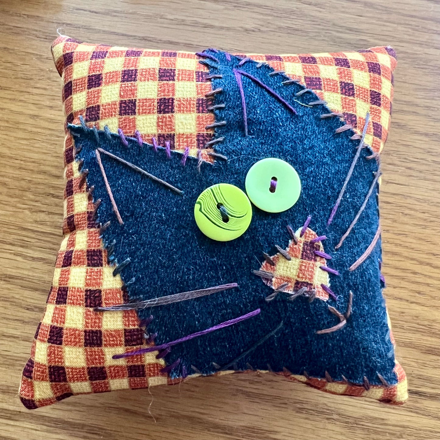 Autumn Gingham Diagonal Cat handmade by Eclectic Spruce.