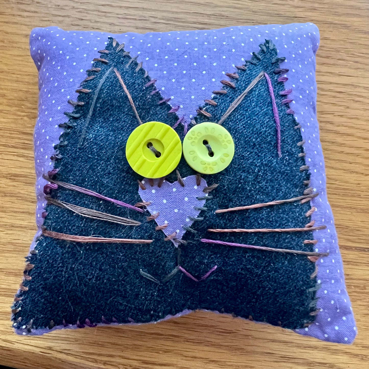 Purple Polka Dot Vertical Cat handmade by Eclectic Spruce.